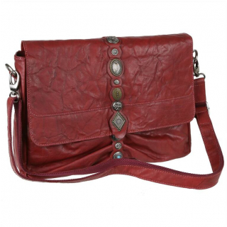 Luxusná červená kabelka s orientálnymi kovmi BRANCO koža